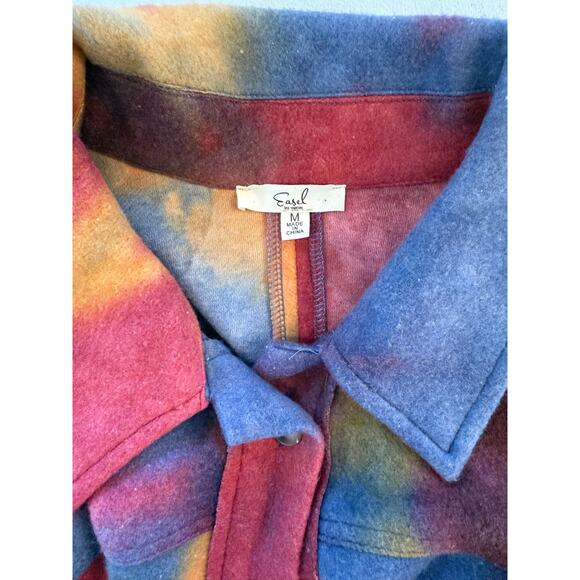 Easel Multicolor Tie Dye Jacket Shacket Size M Button Up Soft Felt Flannel - Picture 2 of 6